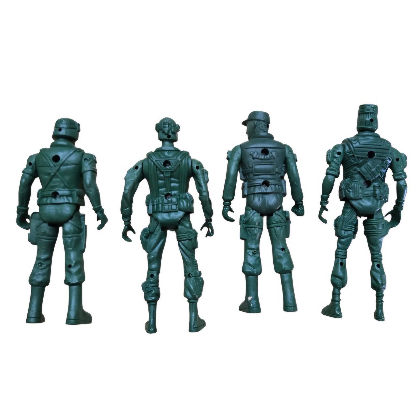 Set of 4 Green Camouflage Toy Soldier Action Figures - Plastic Military Men