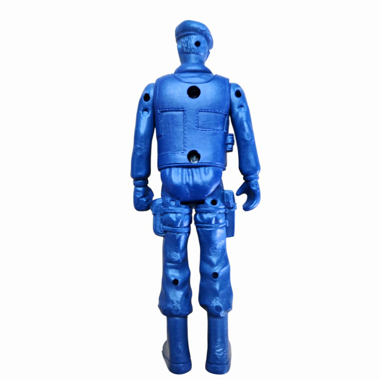 Vintage Blue Plastic Police Officer Action Figure 5” Molded Toy