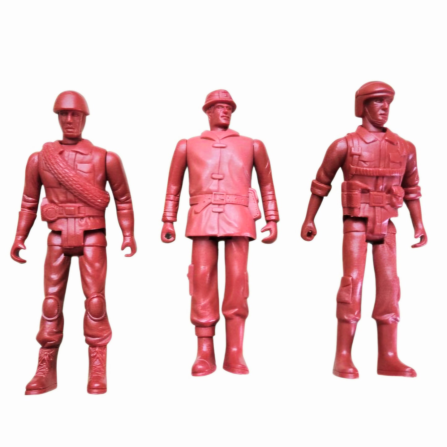 Vintage Red Plastic Action Figures Toy Soldiers Rescue Lot of 3 Greenbrier