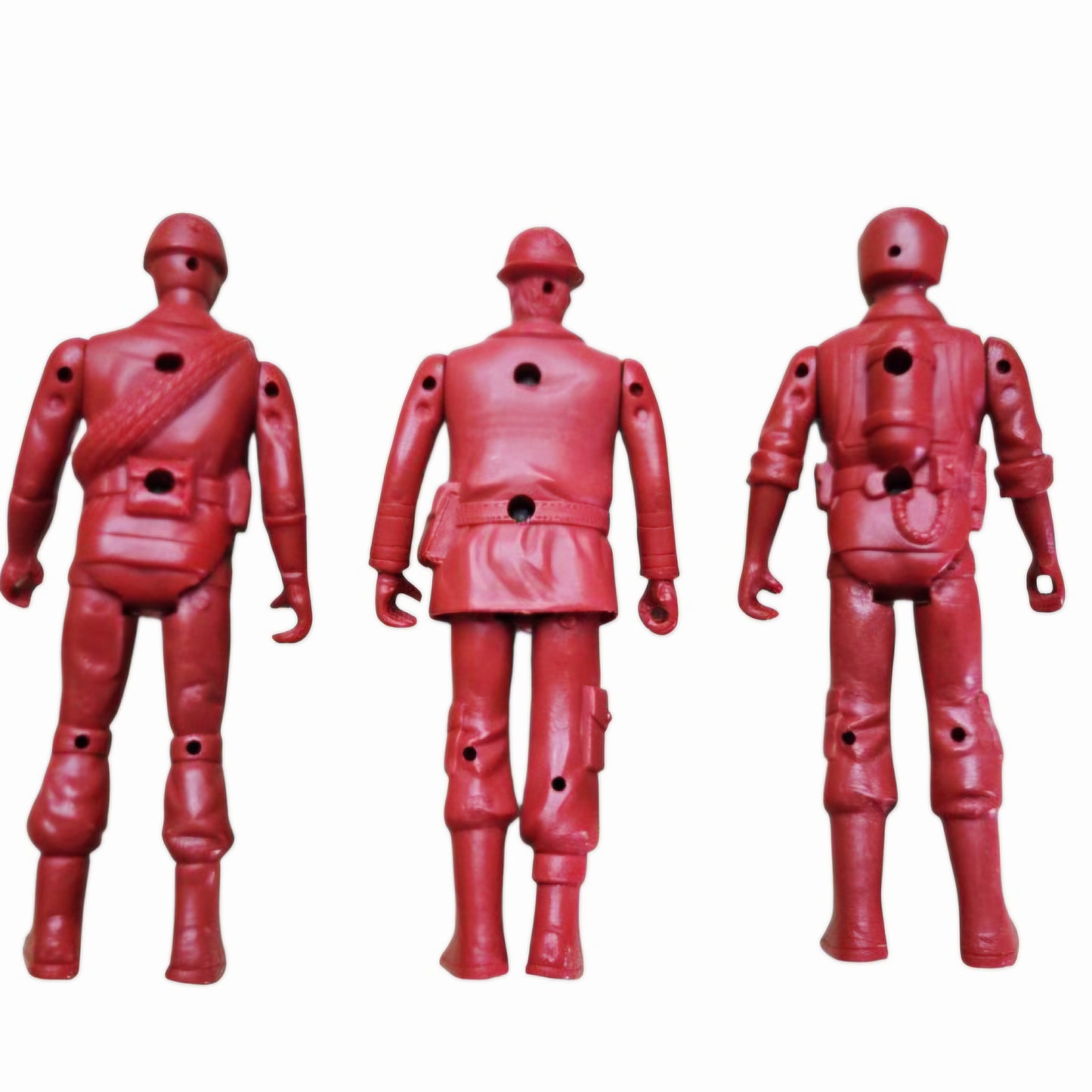 Vintage Red Plastic Action Figures Toy Soldiers Rescue Lot of 3 Greenbrier
