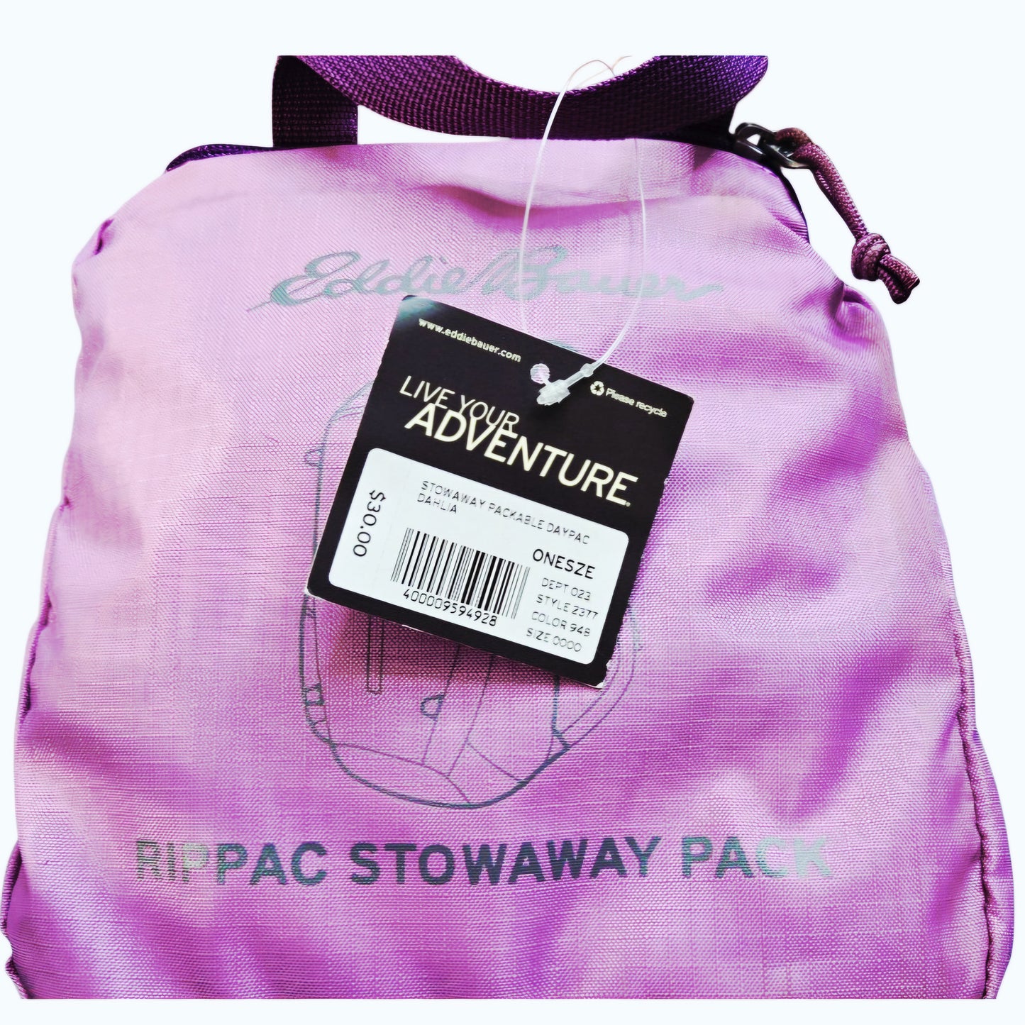 NWT *Eddie Bauer "Rippac Stowaway Pack" - Purple