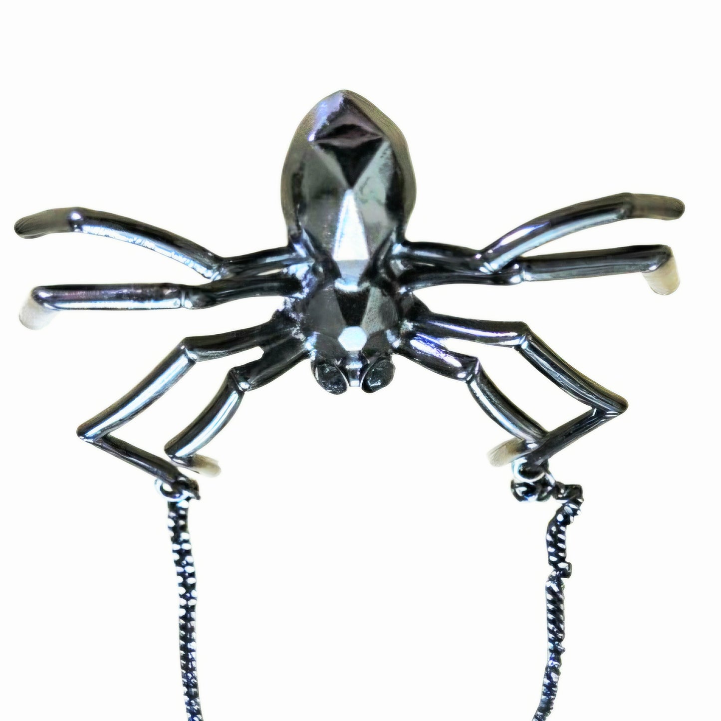 Gothic & Glam: Stricking Deep Black Crystal SPIDER Necklace Pendant Halloween Flair