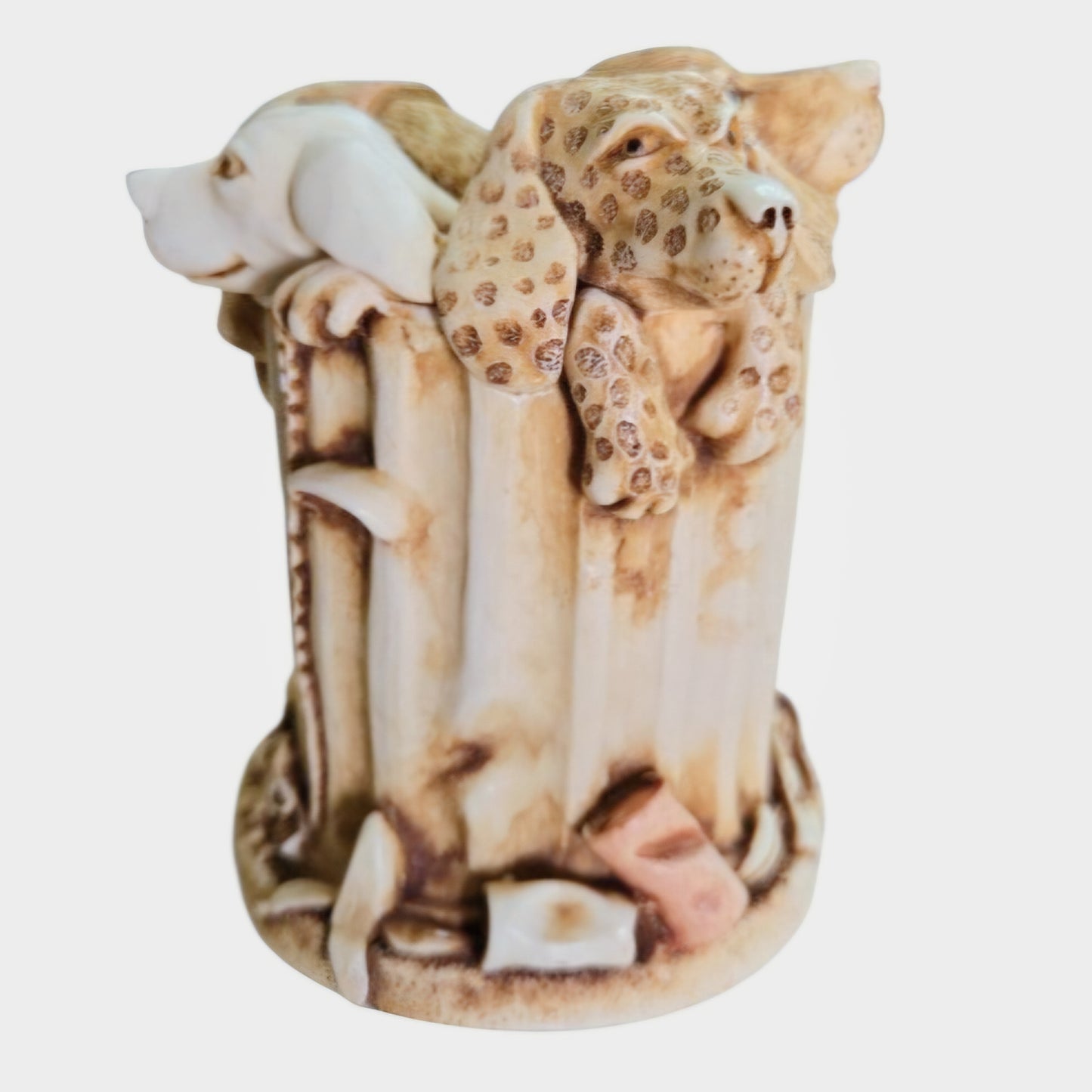 Harmony Kingdom "Nic Nac Paddy Whack" Dogs Trash Can Box Figurine IOB (1996)