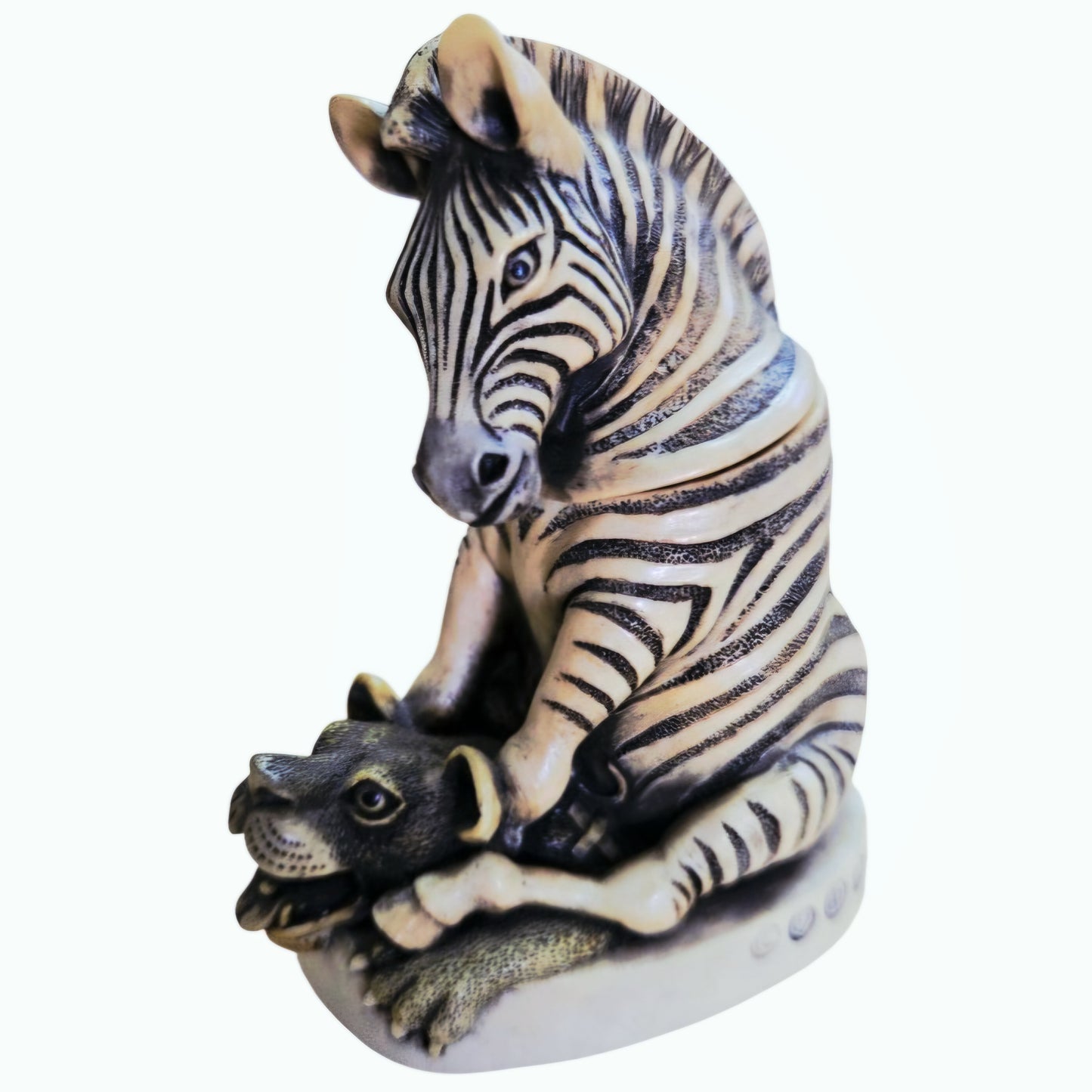 Harmony Kingdom Driver’s Seat Zebra/Lion Box Figurine Peter Calvesbert Vtg. 1997