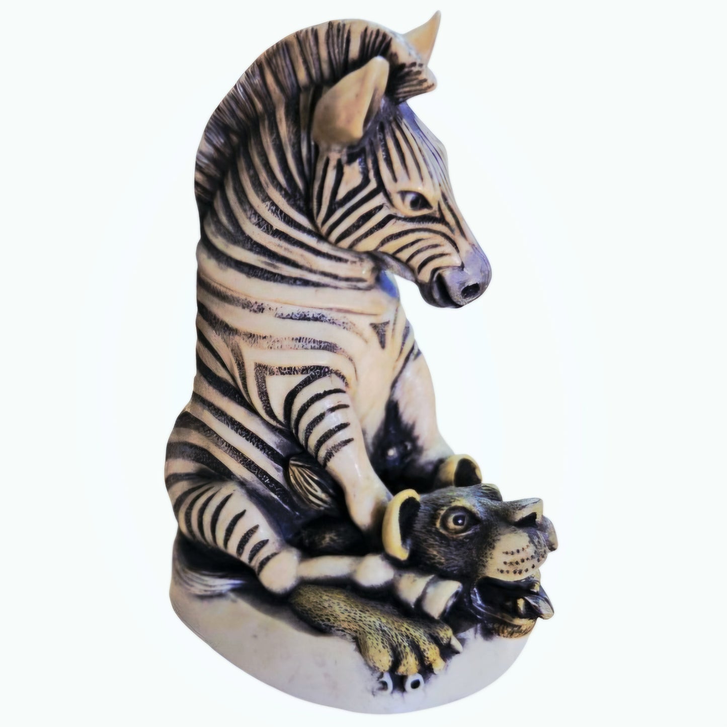 Harmony Kingdom Driver’s Seat Zebra/Lion Box Figurine Peter Calvesbert Vtg. 1997