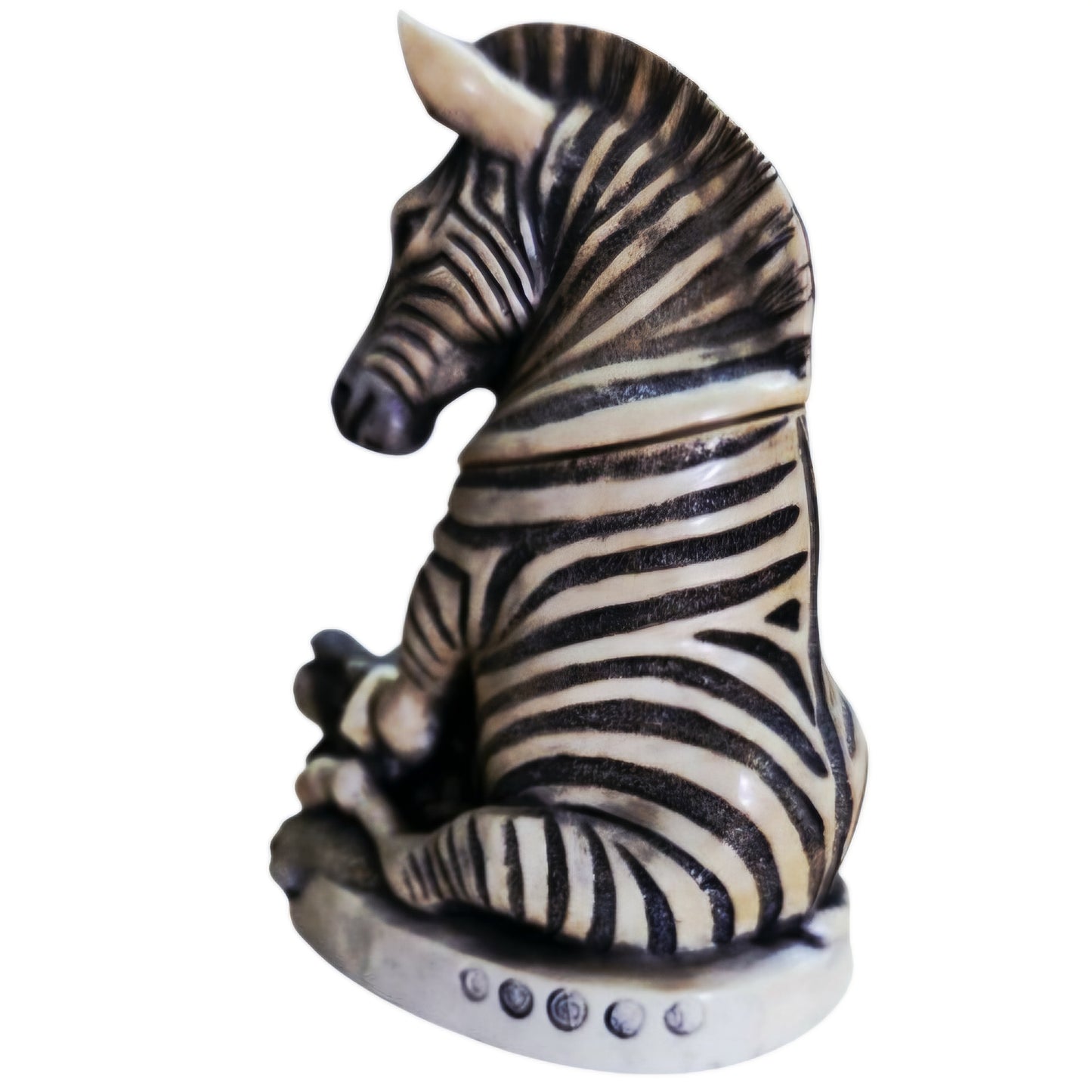 Harmony Kingdom Driver’s Seat Zebra/Lion Box Figurine Peter Calvesbert Vtg. 1997