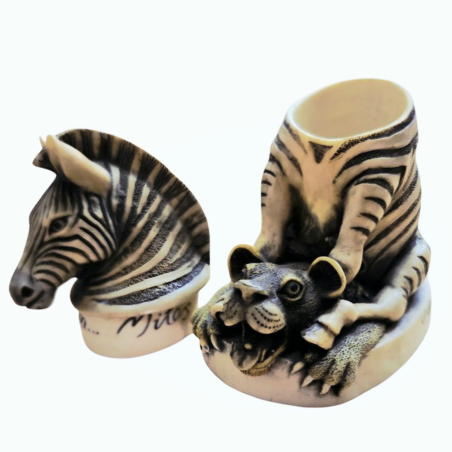 Harmony Kingdom Driver’s Seat Zebra/Lion Box Figurine Peter Calvesbert Vtg. 1997