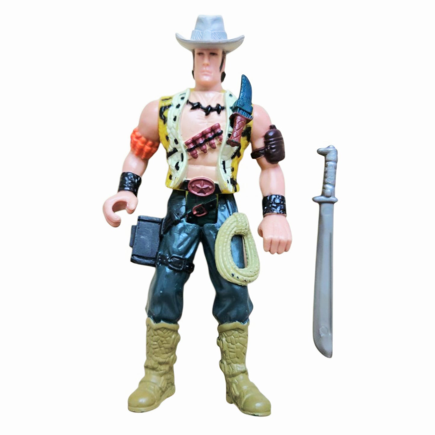 Vtg. 4" Chap Mei Wild Quest Figure Cowboy Crocodile Dundee Style + Machete