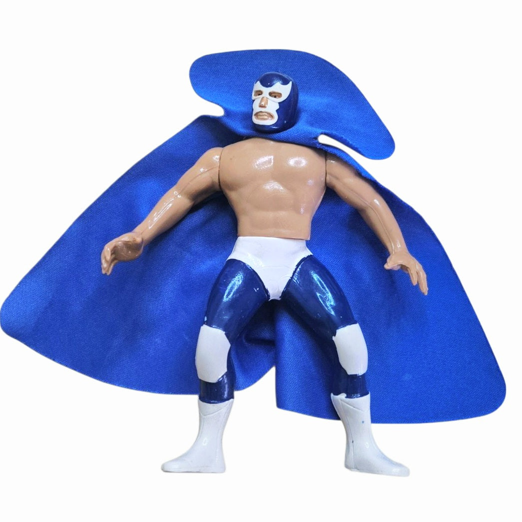 Blue Demon Mexican Lucha Libre Wrestling Action Figure 7" Toy Cape