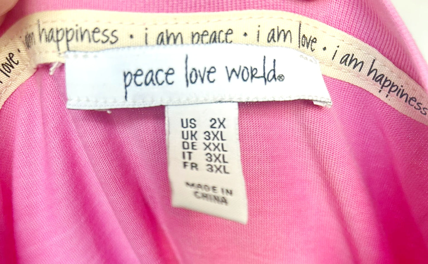 NIP *Peace Love World "I Love Today" Pink V-neck (sz 2x)