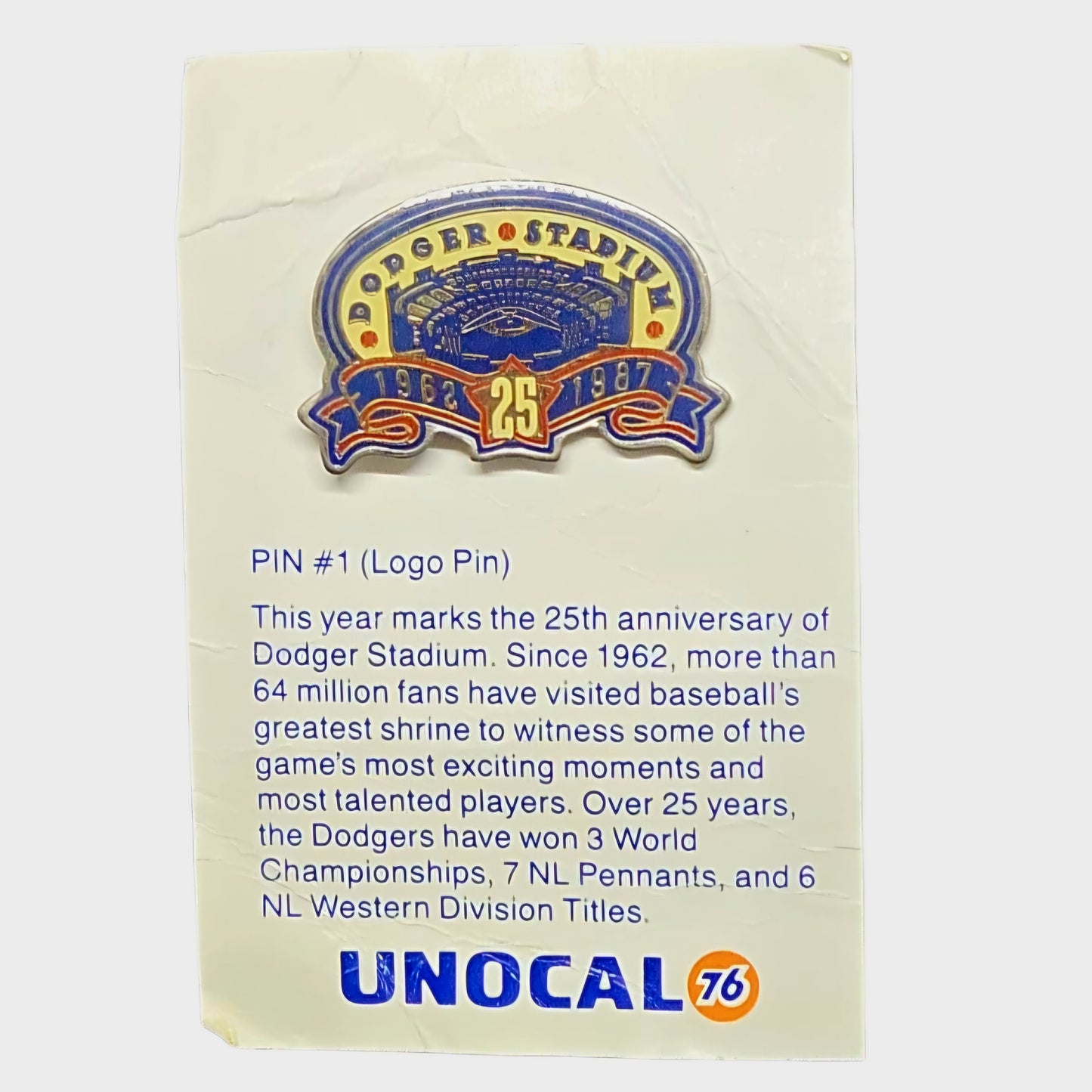 Vintage *Unocal 76 Collectible LA Dodger Enamel Lapel Pins #1 - 6 (1987)