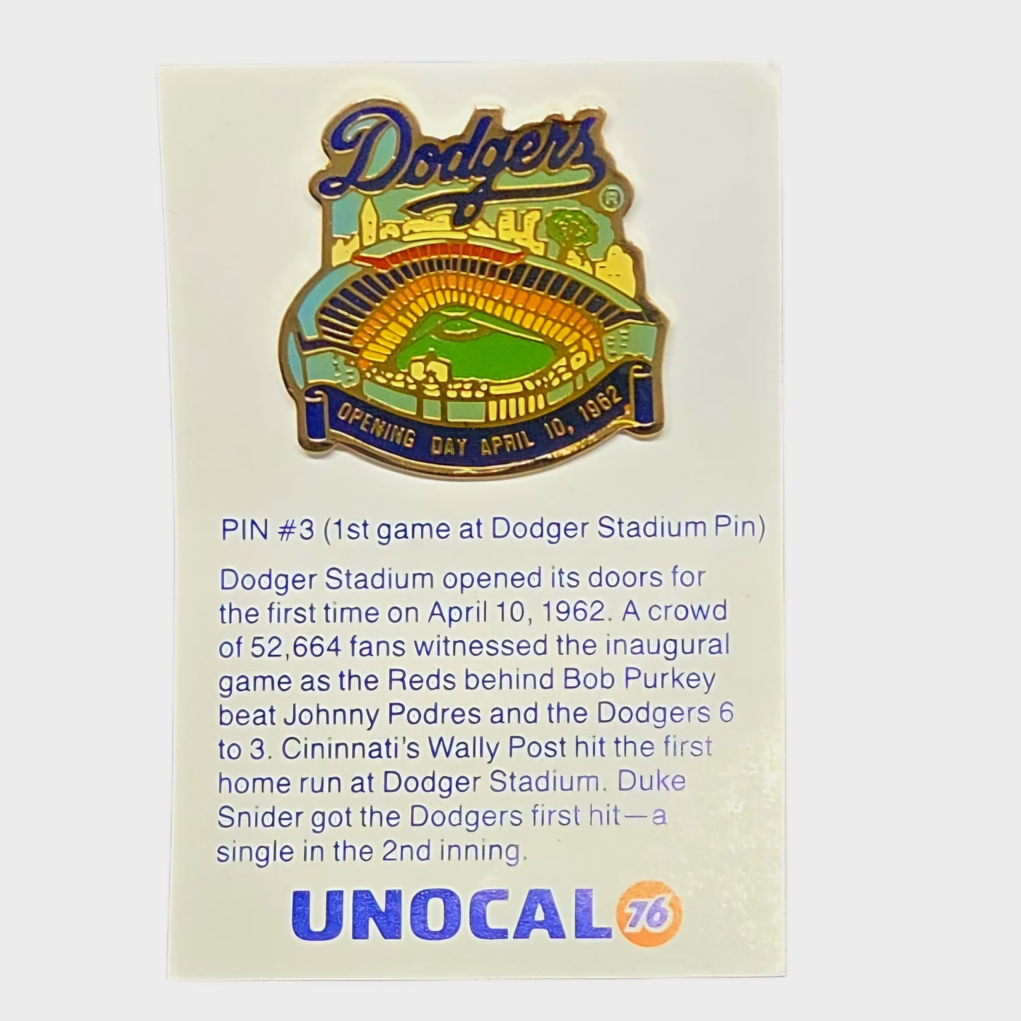Vintage *Unocal 76 Collectible LA Dodger Enamel Lapel Pins #1 - 6 (1987)