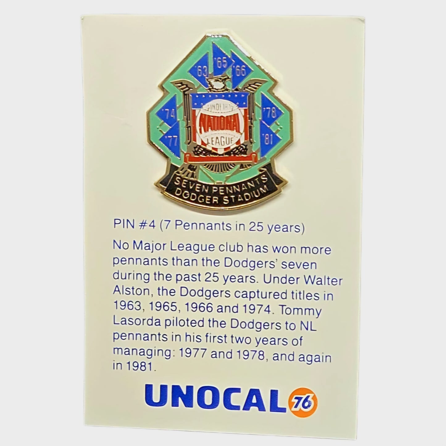 Vintage *Unocal 76 Collectible LA Dodger Enamel Lapel Pins #1 - 6 (1987)