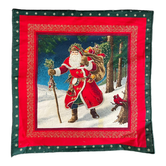 NEW *Six (6) Festive 12" Square Santa Claus Fabric Placemats Holiday Decor