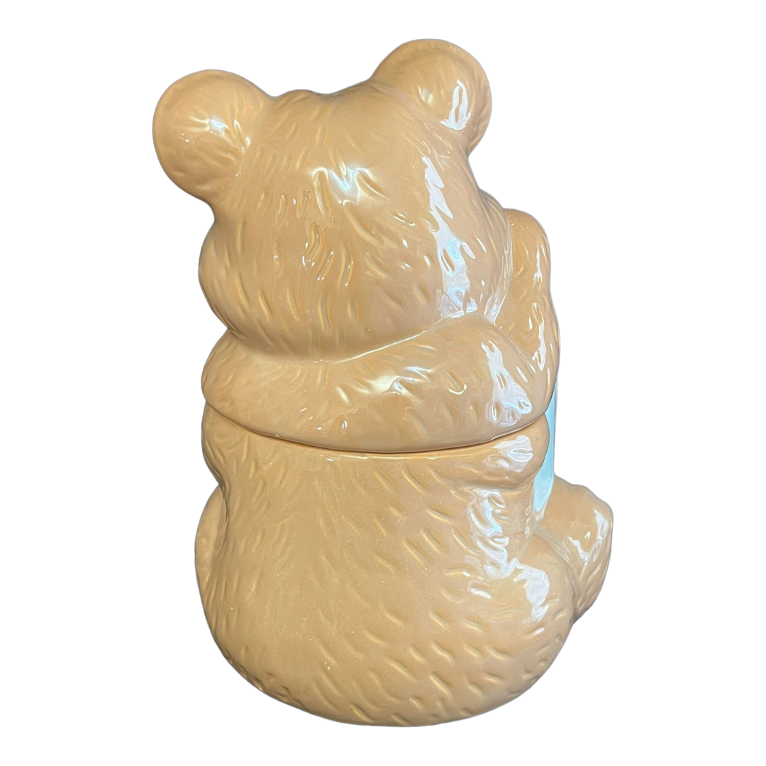 Cute *Brown & White Ceramic Teddy Bear Cookie Canister Jar