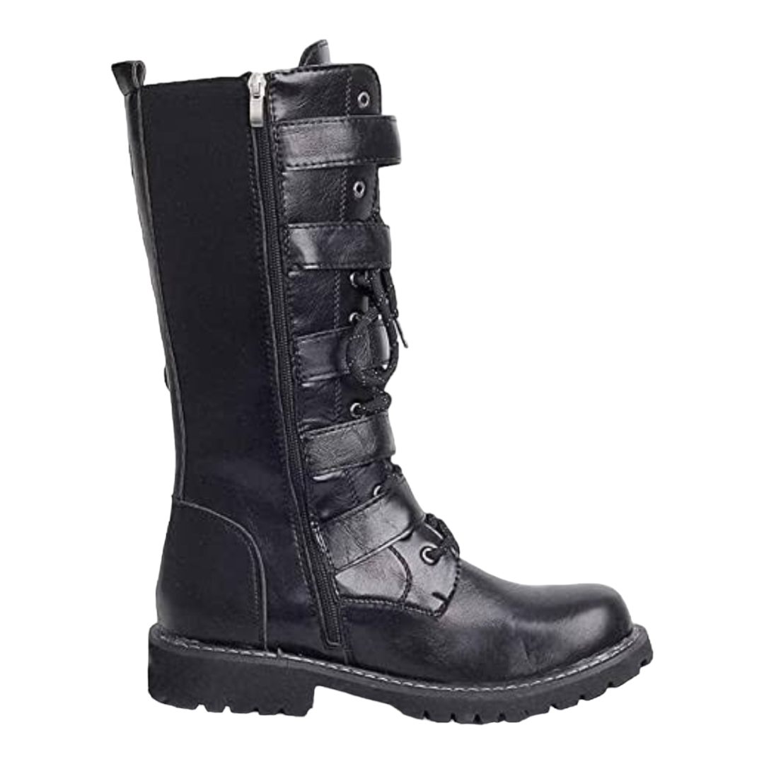 New *Men's Tebapi Leather Motorcycle Boots Military Gothic (sz 11)