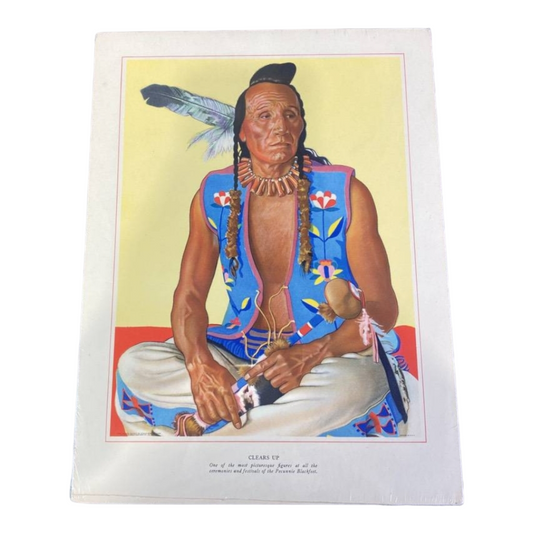 Portrait of Blackfeet Indian "Clears Up" Winold Reiss 9" x 12" (1940)