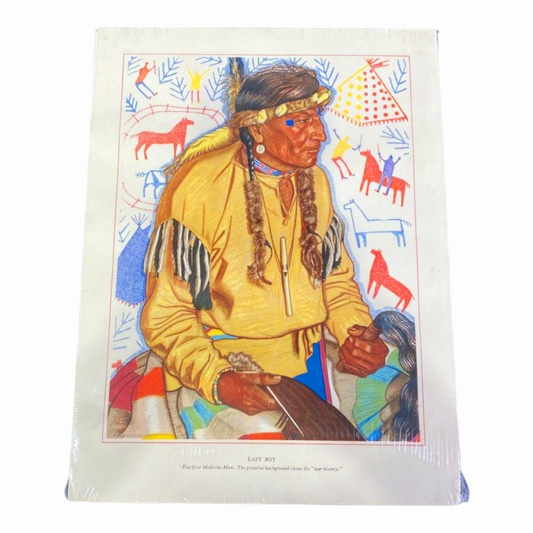 Portrait of Blackfeet Medicine Man "Lazy Boy" Winold Reiss 9" x 12" (1940)