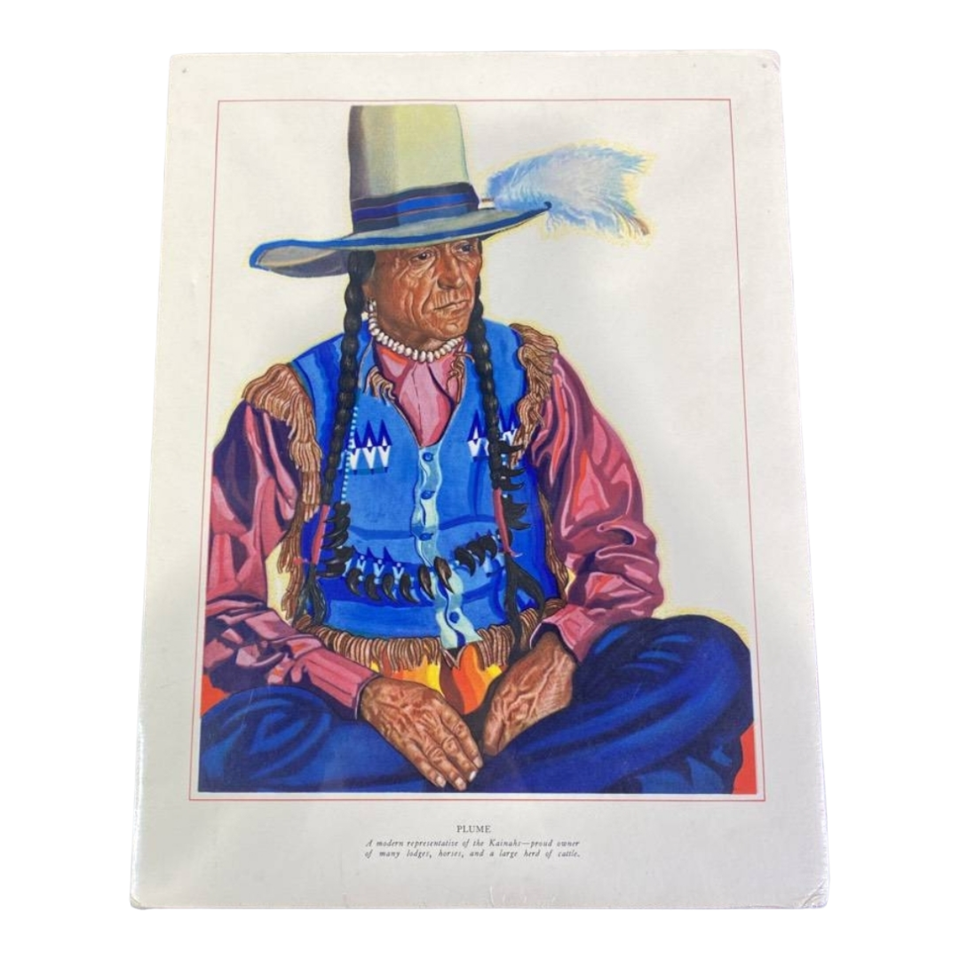 Portrait of Blackfeet Indian "Plume" Winold Reiss 9" x 12" (1940)