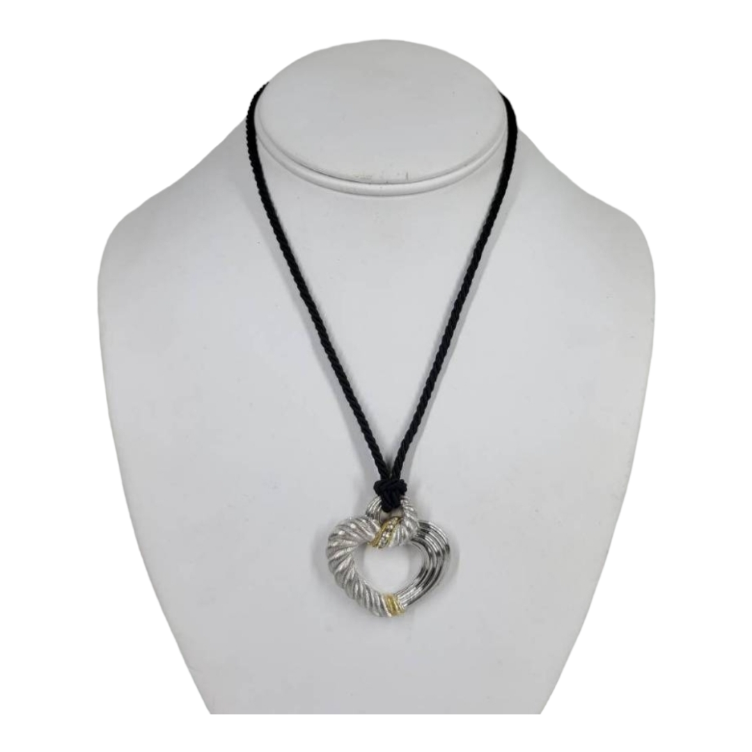 Beautiful *Judith Ripka .925 Heart Pendant Necklace w/ Cubic Zirconia