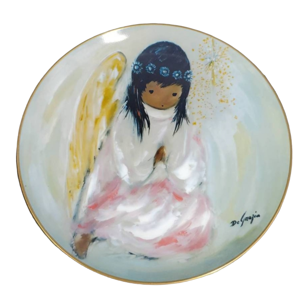 Vintage *DeGrazia Holiday Series Porcelain Collector's Plate (1981) 'Christmas Angel'