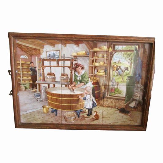 Vintage *Delft Holland Pottery Hand-Painted 6-Tile Serving Tray (Signed)