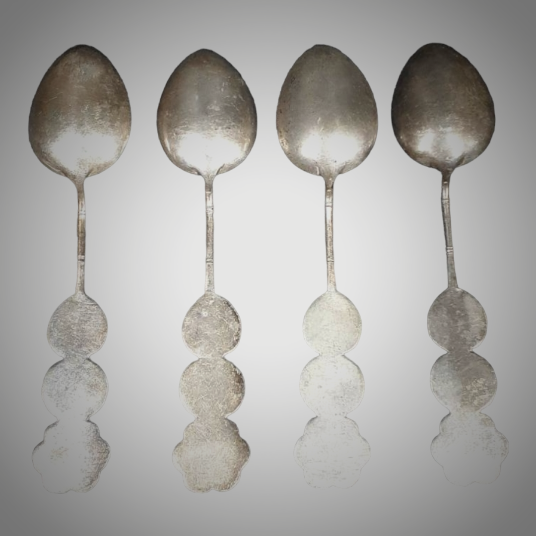 Vintage *Set of Four (4) Chinese "Good Luck" Demitasse Spoons - Silver