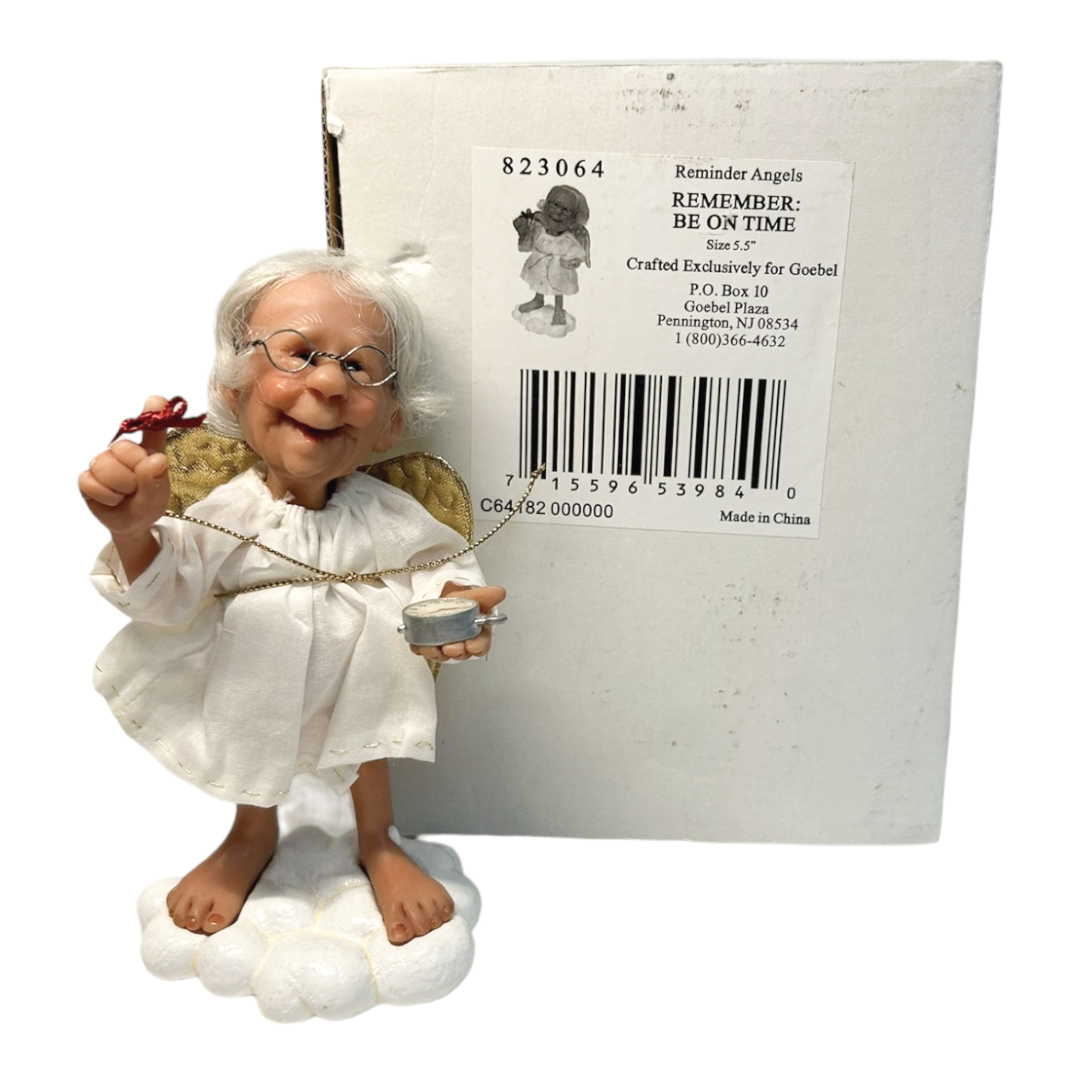 New *Goebel Reminder Angel: "Be On Time" w/ Box #823064