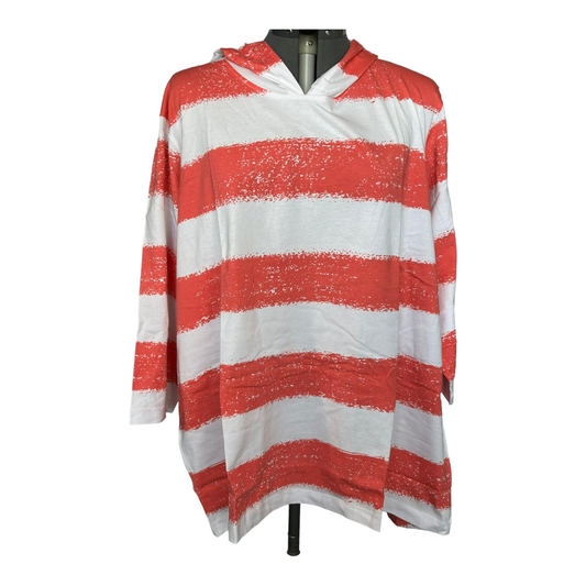 Brand New *Ladies 3/4 Sleeve Hooded Shirt Warm Coral (size 2x) D&Co. Essentials