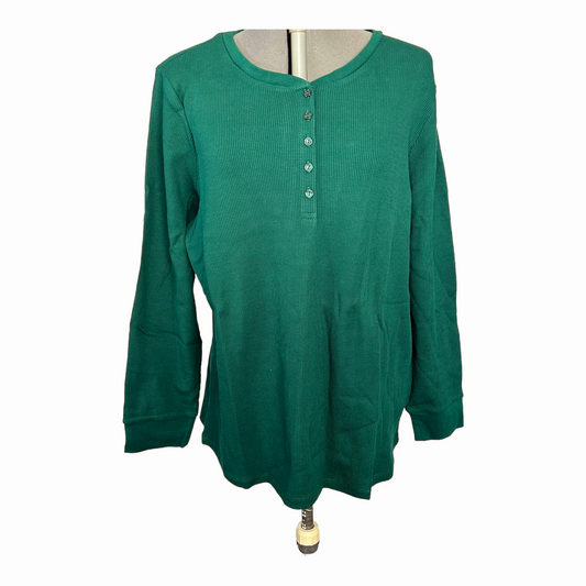 Brand New *Ladies Long Sleeve Blouse Shirt Green (size 1x) D&Co. Essentials