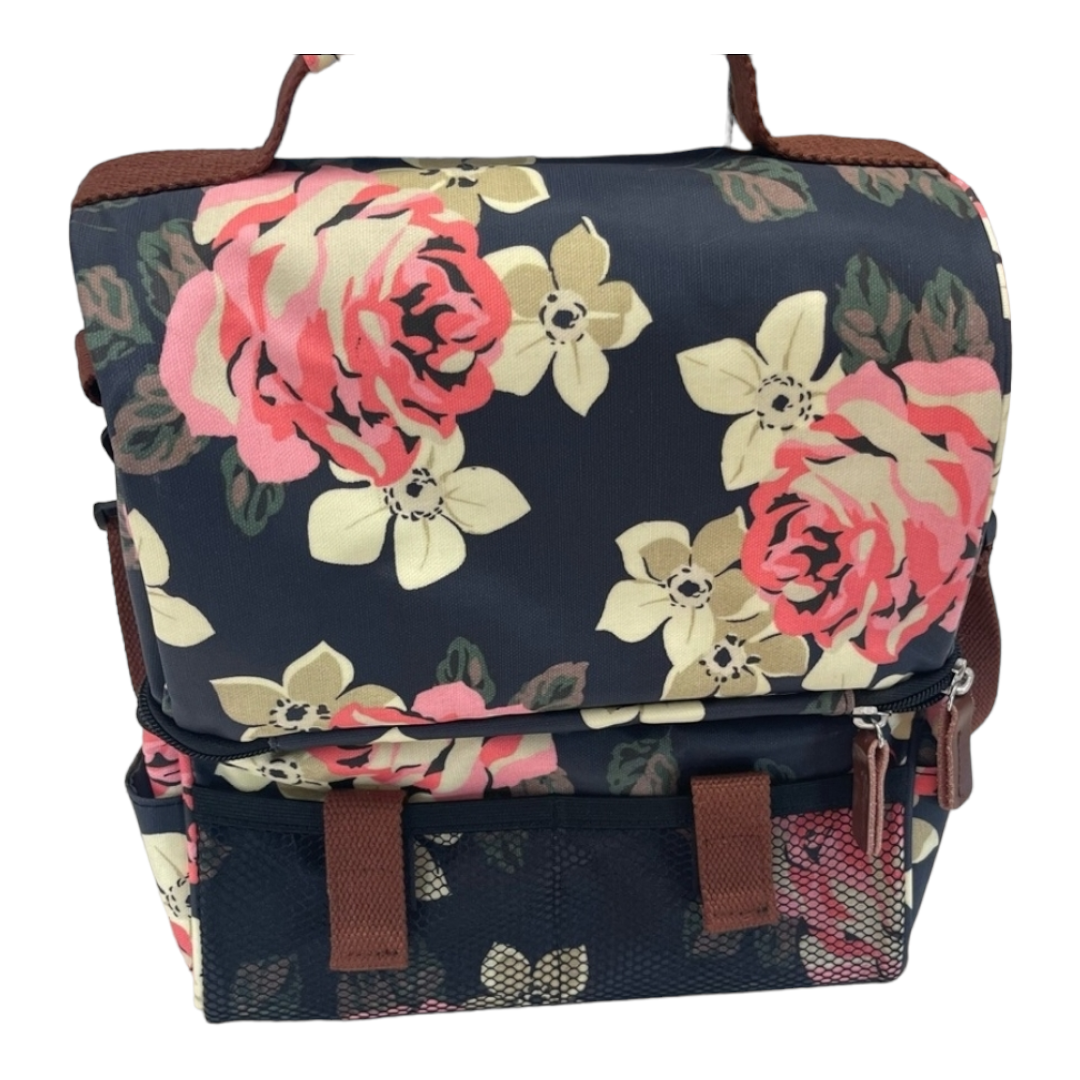 Floral LOKASS Double Deck Insulated Lunch Tote