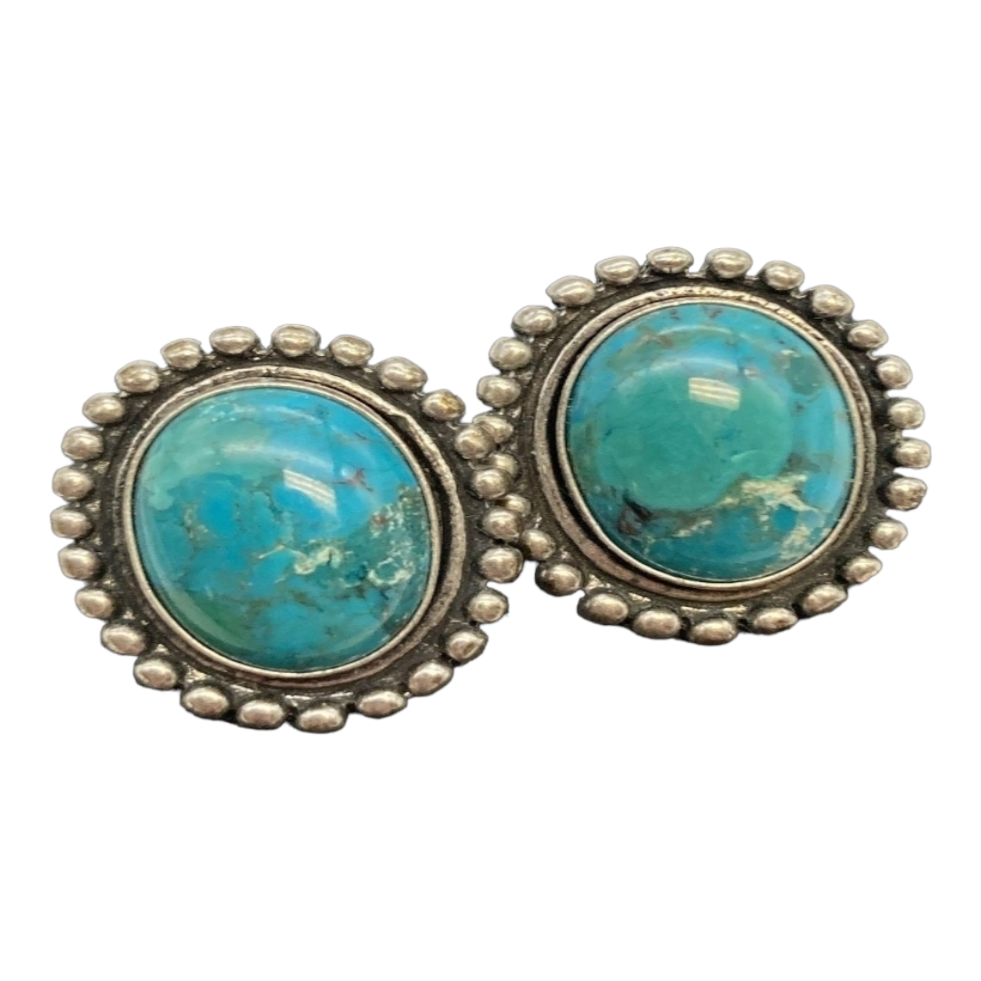 Wonderful *Oval Sterling Silver & Blue Chrysocolla Stone Earrings