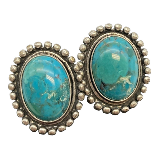 Wonderful *Oval Sterling Silver & Blue Chrysocolla Stone Earrings