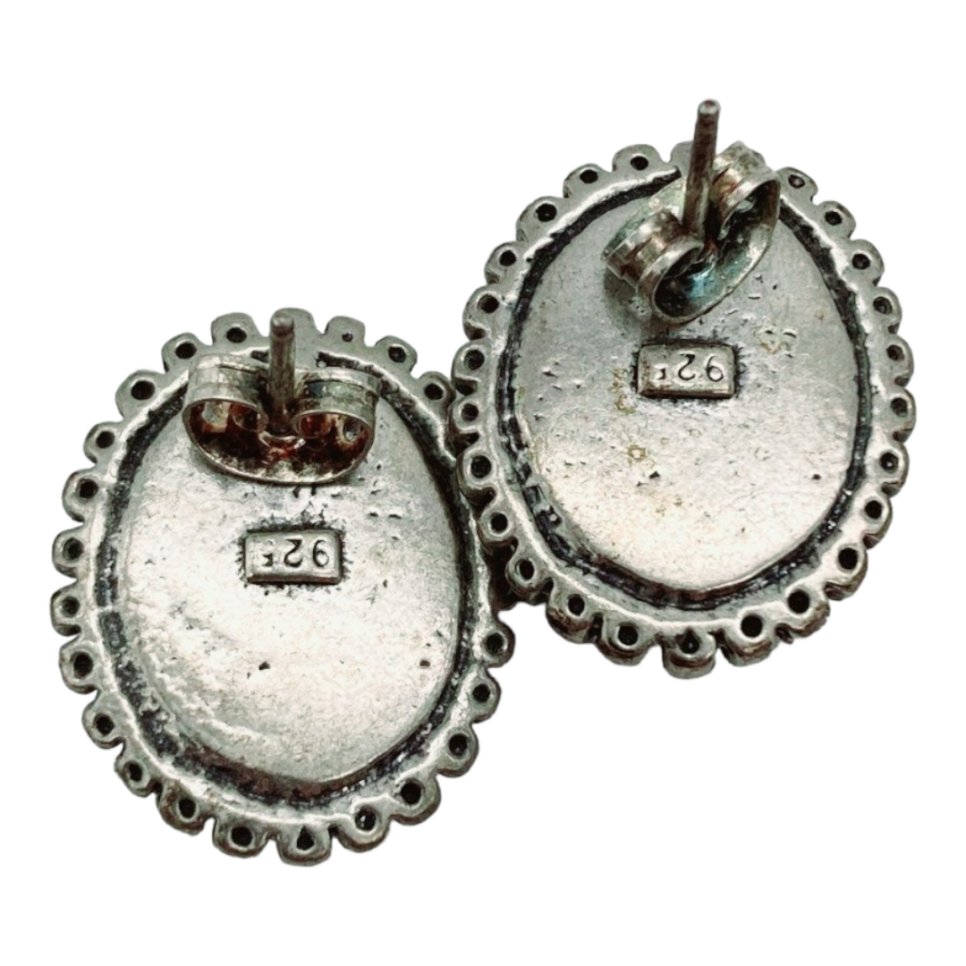 Wonderful *Oval Sterling Silver & Blue Chrysocolla Stone Earrings