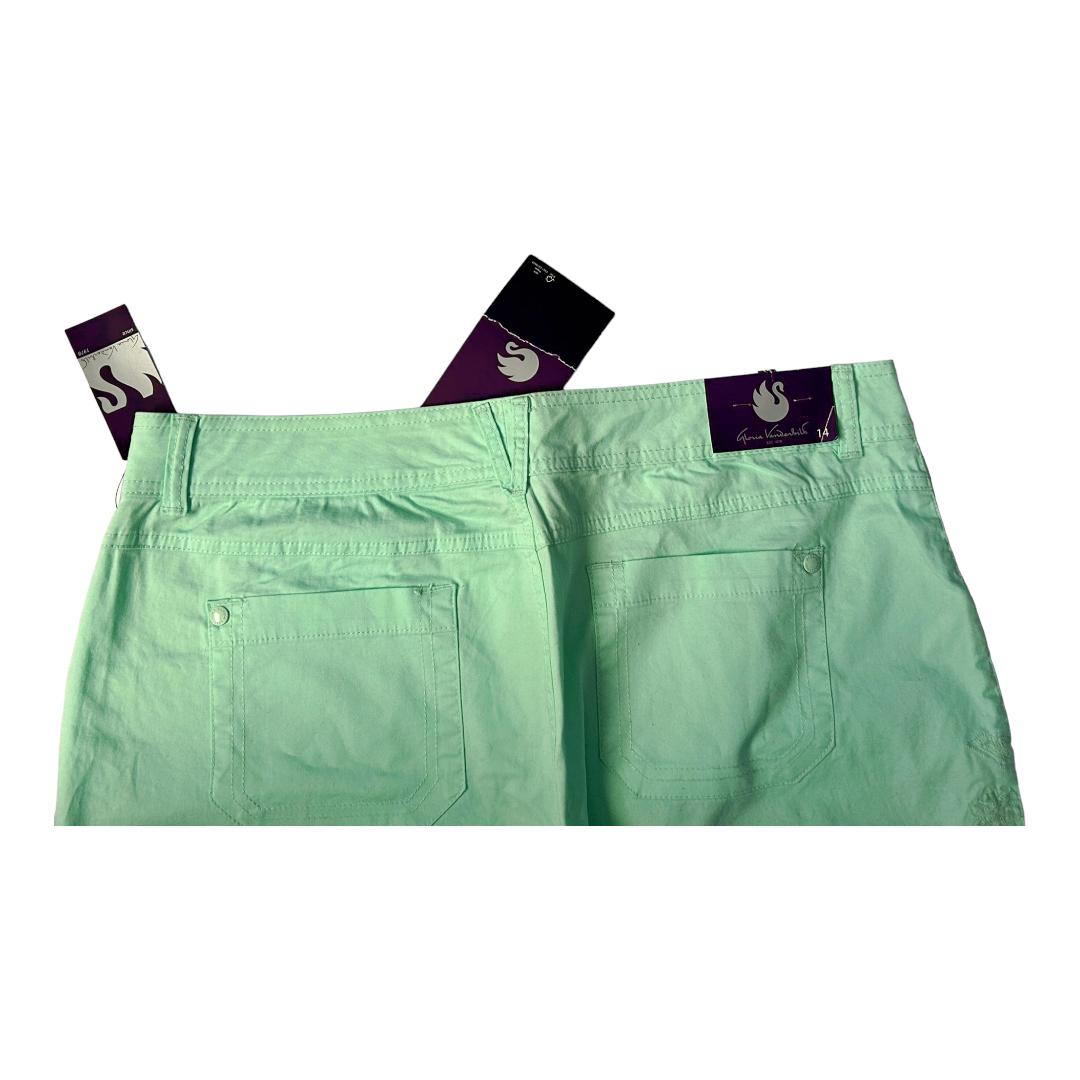 NEW *Gloria Vanderbilt Mint Green Linen Capris Pants (Size 14)