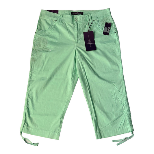 NEW *Gloria Vanderbilt Mint Green Linen Capris Pants (Size 14)