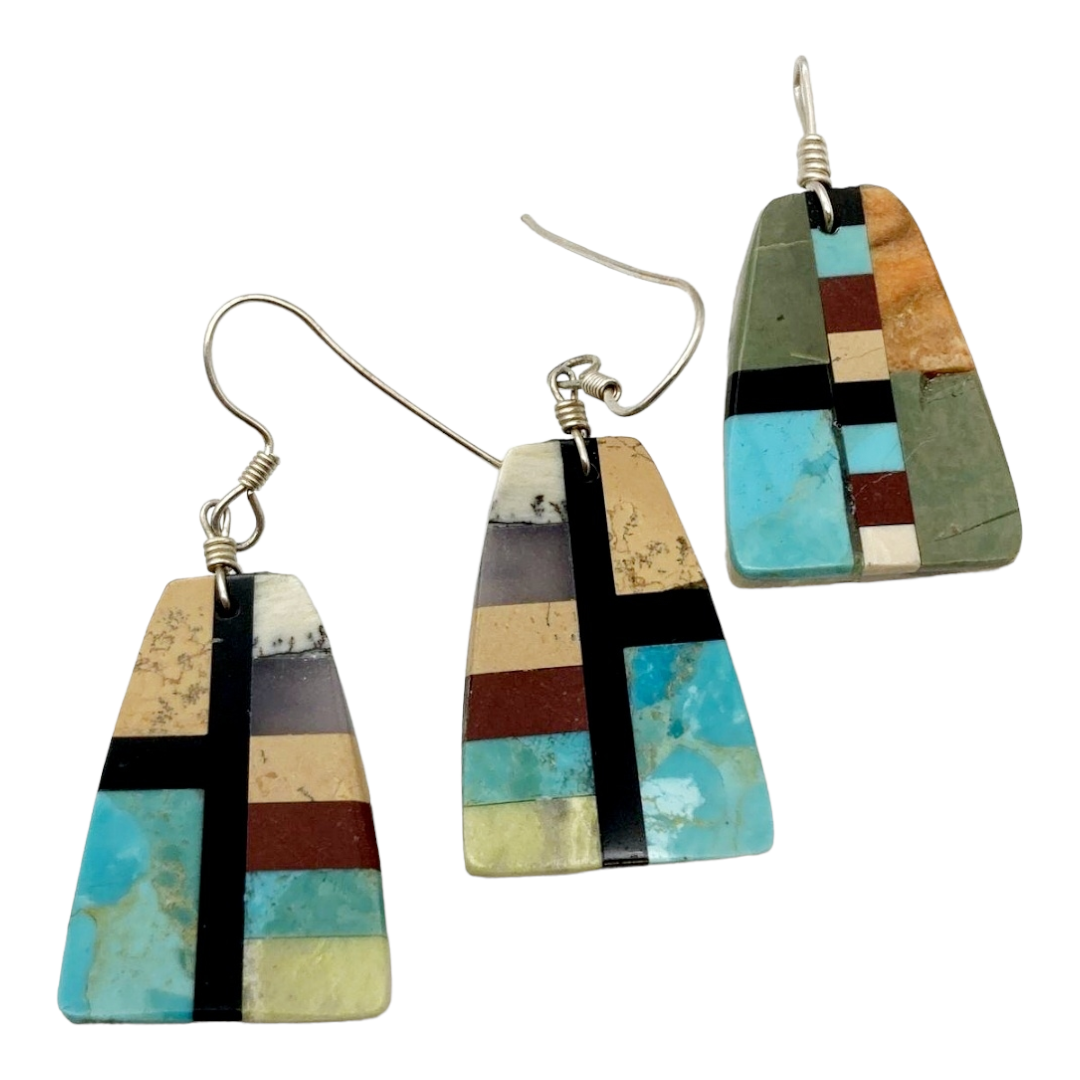 Beautiful *Multi-Stone Inlay Jewelry Set (Earrings / Pendant)