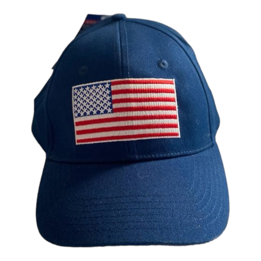 NEW *Royal Blue Baseball Hat Cap w/ Flag USO