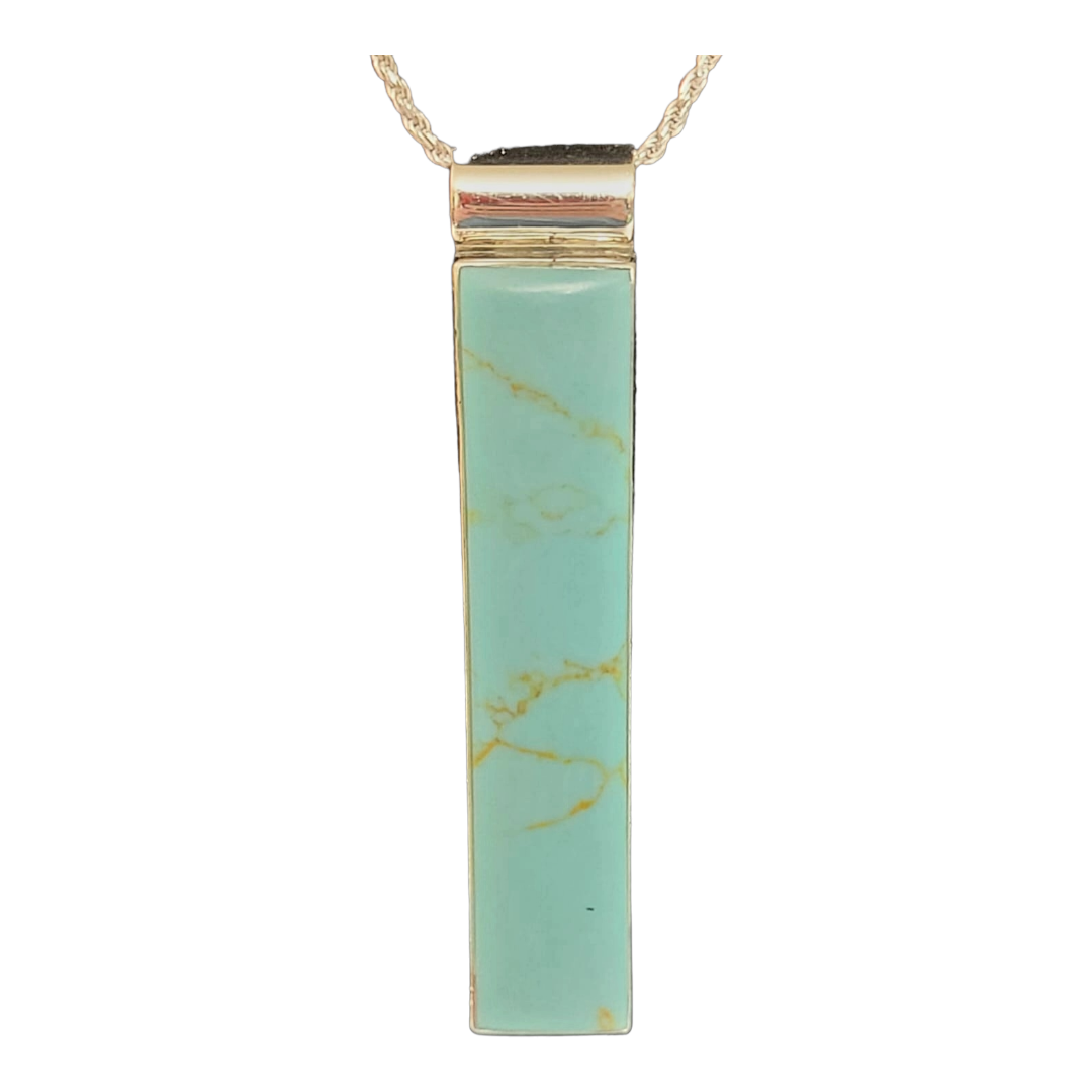 Stunning *Sterling Silver & Turquoise Bar Pendant Necklace