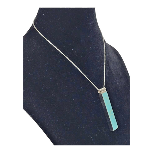 Stunning *Sterling Silver & Turquoise Bar Pendant Necklace