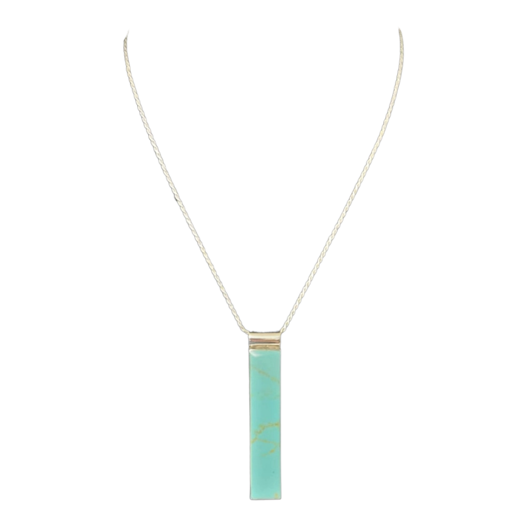 Stunning *Sterling Silver & Turquoise Bar Pendant Necklace