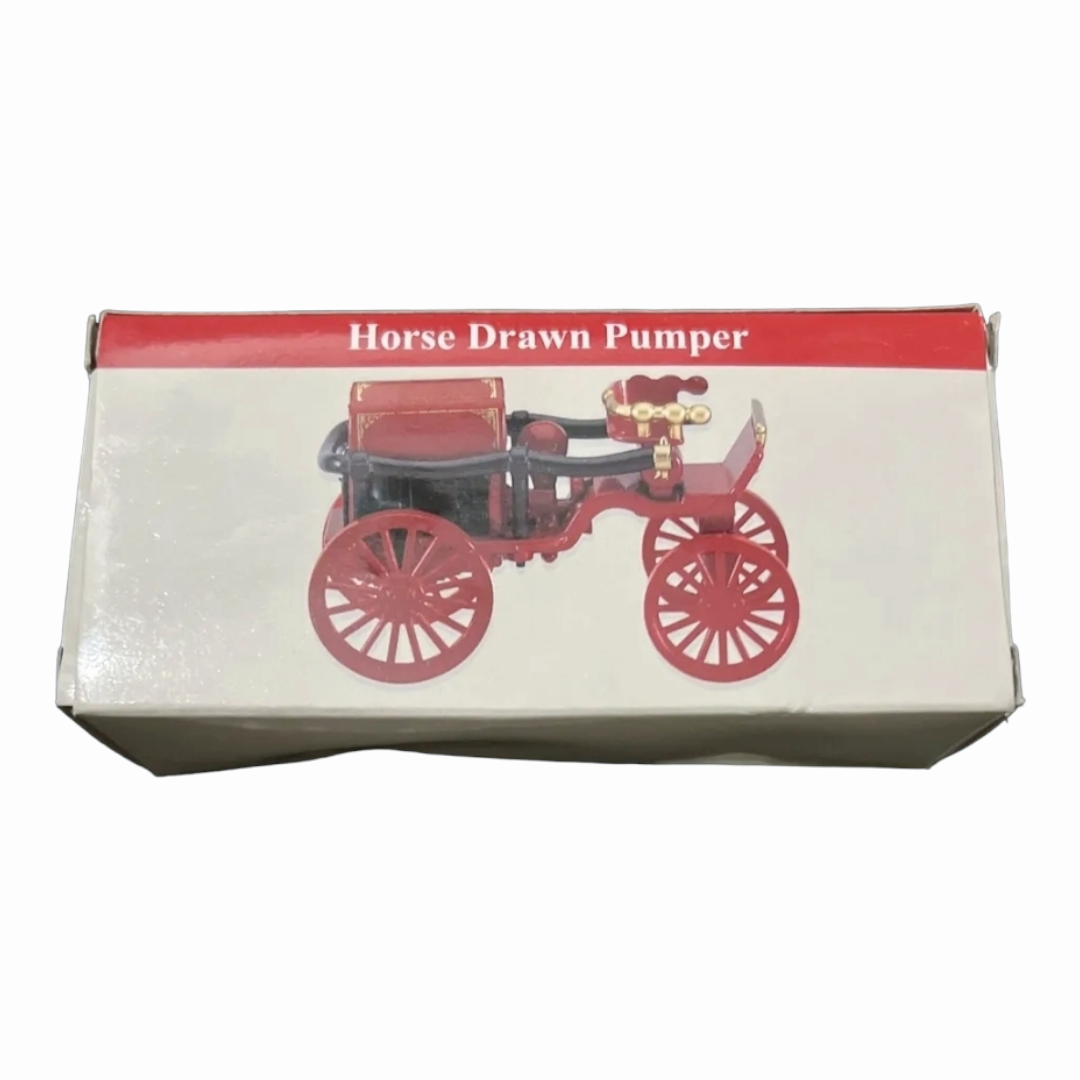 NIB *Red Vintage "Horse Drawn Pumper" (Readers Digest) Metal Carriage 1:64