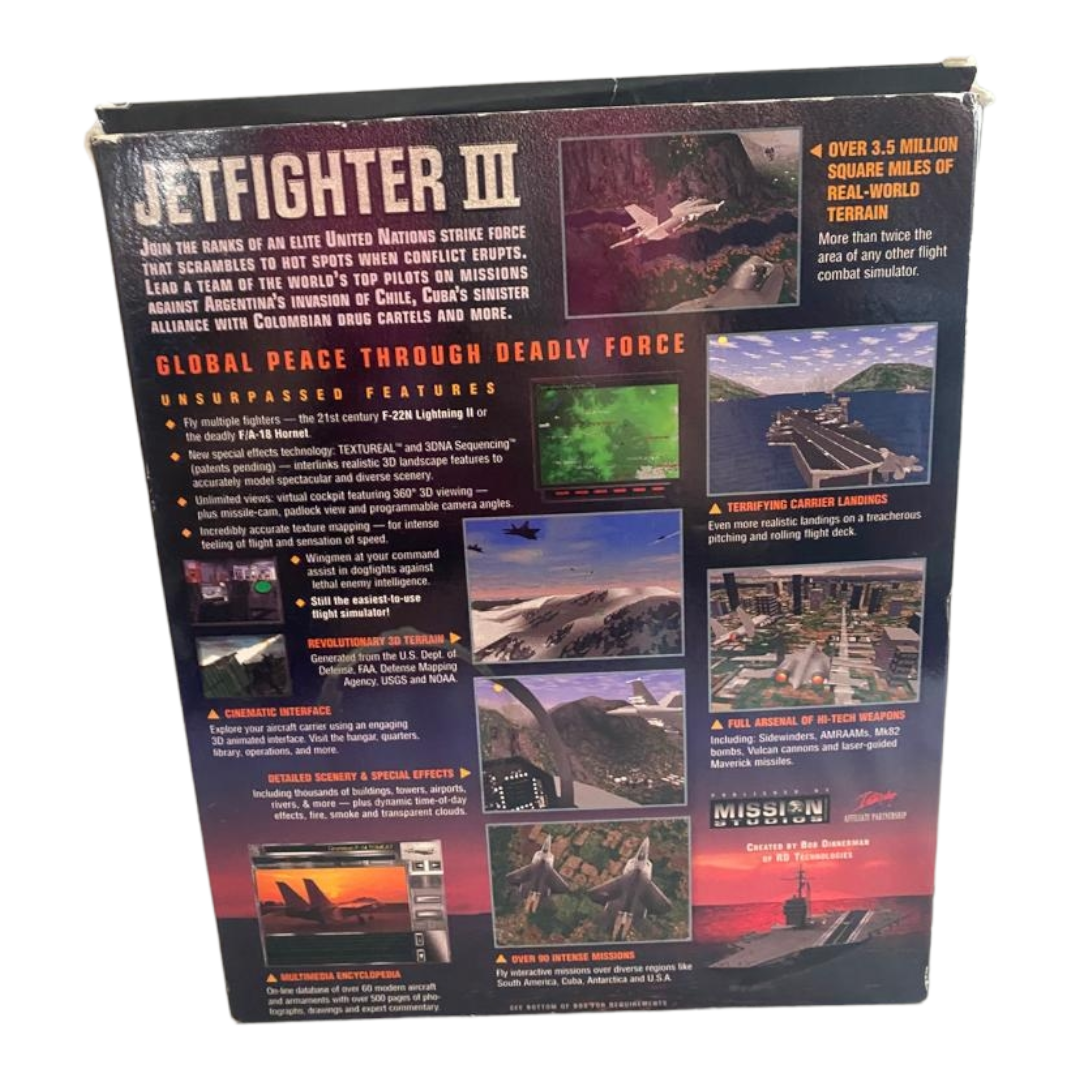 JetFighter III Combat Flight Simulator Big Box Video Game (1996)