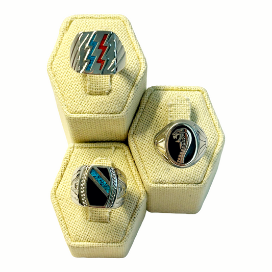 Three (3) *Men's Variety Turquoise Onyx Coral Ring Lot (sz 8)