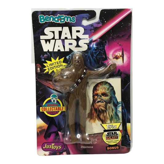 NIP *Chewbacca 93' Bend-Ems Star Wars Figure & Limited Ed. Topps Trading Card