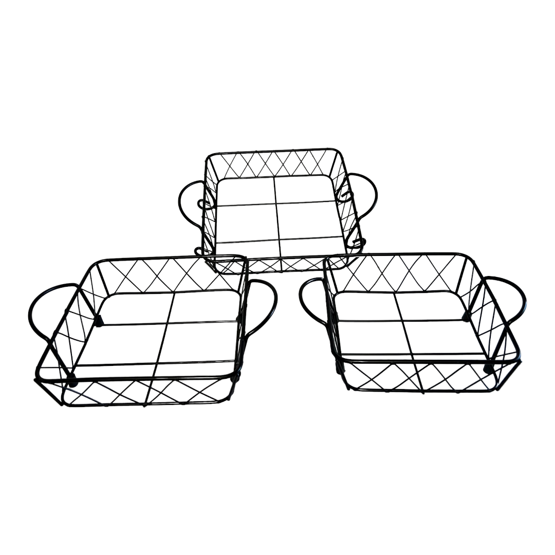 Beautiful *Temp-tations Old World Yellow Square Trivets & Metal Baskets (Set of 3)