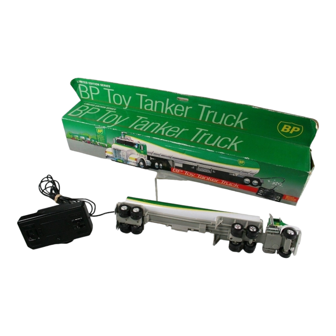 NIB *Vintage BP Green/White Toy Tanker Truck w/ Wired Remote Control 92' Limited Edition