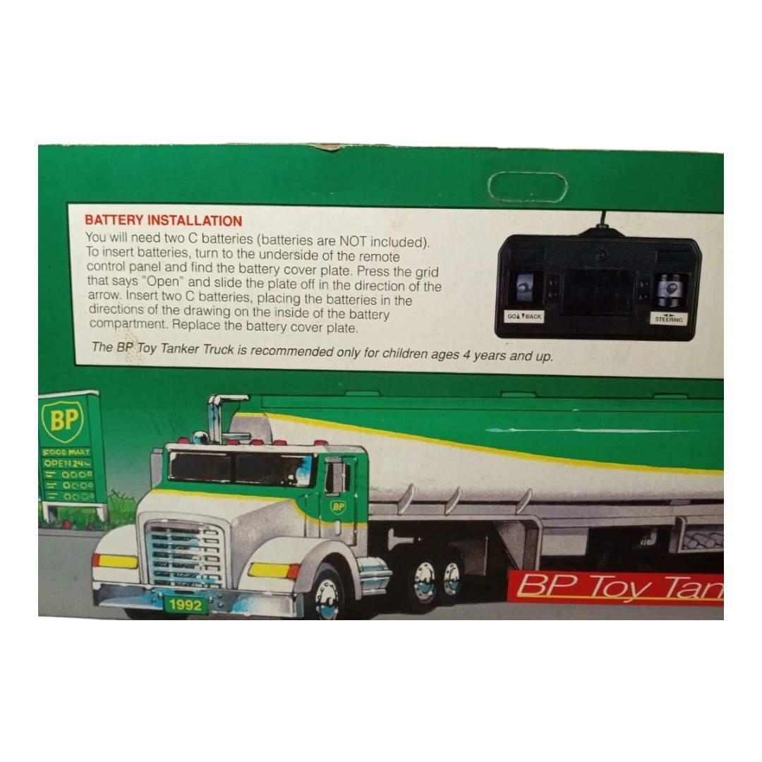 NIB *Vintage BP Green/White Toy Tanker Truck w/ Wired Remote Control 92' Limited Edition