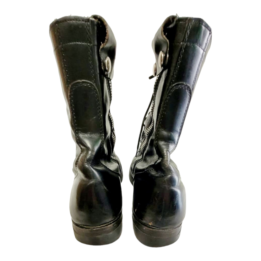 Vintage *Men's Leather Fyre Black Boots Side-Zipper (sz 12)