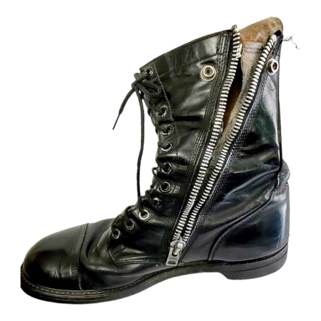 Vintage *Men's Leather Fyre Black Boots Side-Zipper (sz 12)